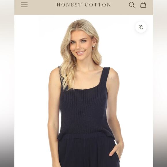 Honest Cotton Sweaters - Honest Cotton square sweater tank OS navy